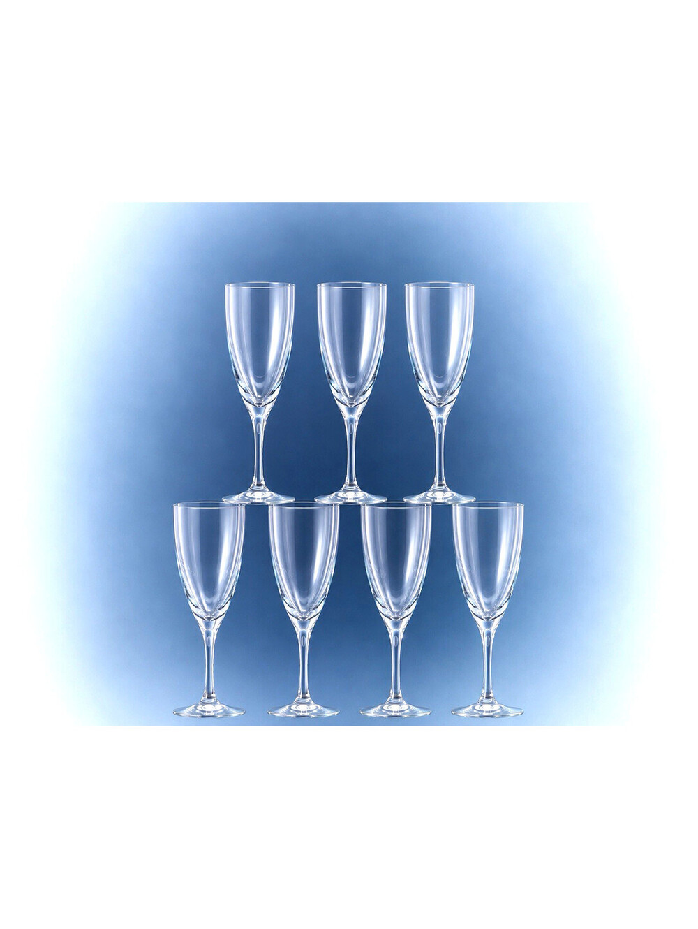 Rosenthal Germany 1970s Set Of 7 Champagne Flutes Fuga Handblown Crystal, 3x7"